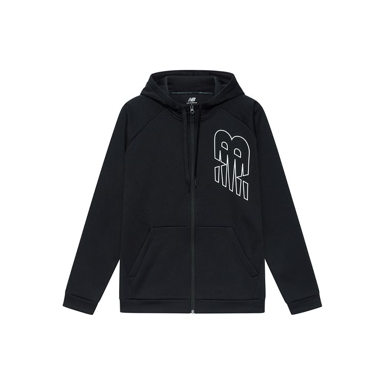 

New Balance с логотипом и принтом на флисовой подкладке, спортивная куртка с капюшоном, зимнее издание, мужская толстовка с капюшоном, черная, AMJ13020-BK