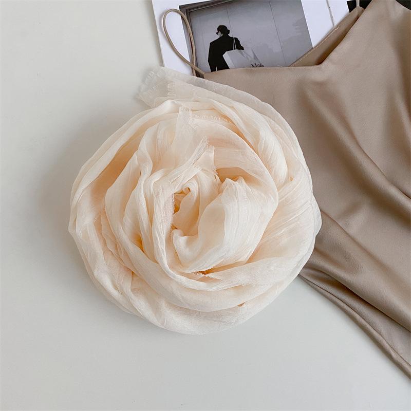 Thin Women's Desert Shawl Color Winning Cotton and Linen Beige Versatile Scarf Xinjiang Travel Sunscreen Scarf