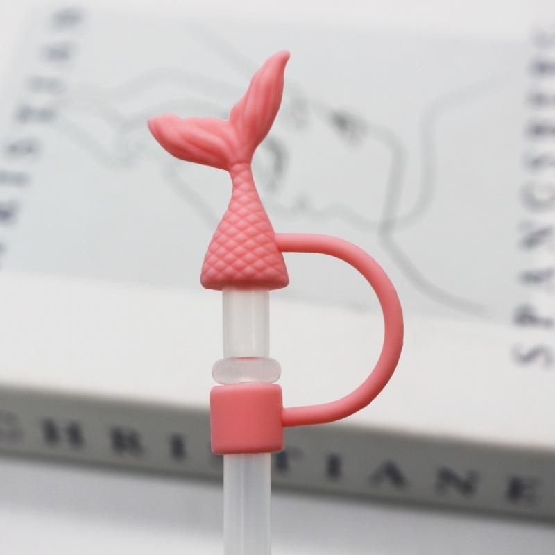 

Beauty Fishtail Silicone Straw Cap Reusable Dust-Proof Straw Tip Covers Beauty Fishtail Hat for Stanley/Tumbler Cup розовый