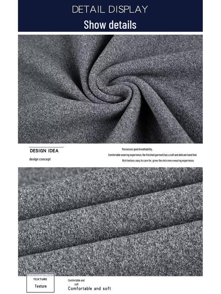 Męski Jesienno-Zimowy Ciepły Zestaw Bielizny z Okrągłym Dekoltem - Jednolity Kolor, Duży Rozmiar Warstwa Bazowa