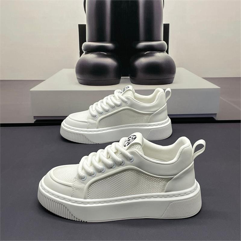 Single net youth casual board shoes summer mesh breathable lightweight thick-soled outdoor sports skateboard shoes