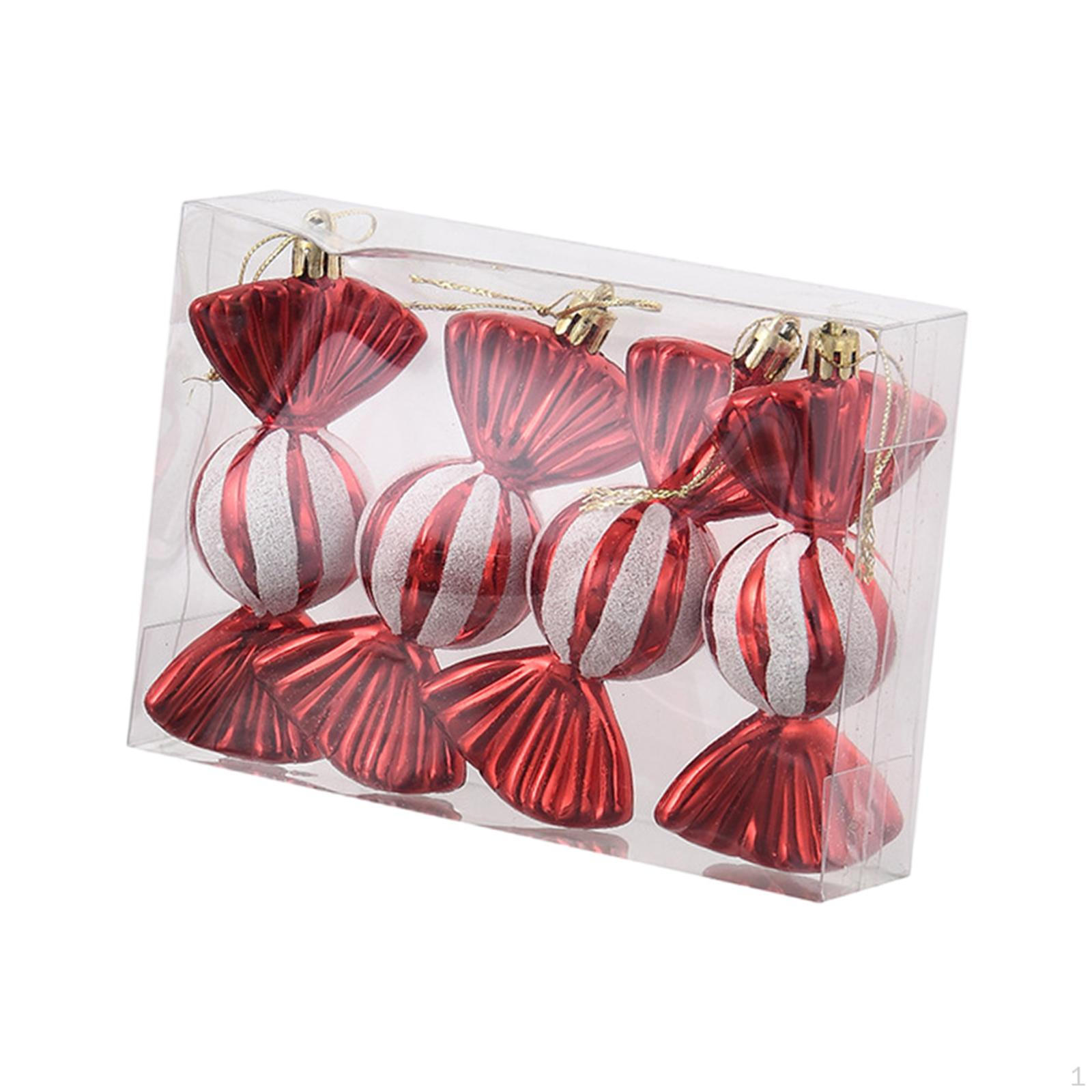 

4 Candy Pendant Decorations with String for Christmas Tree Home and Events червоний