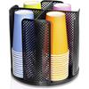 Removable Rotating Paper Cup Dispenser with 4 Compartments Space-Saving Disposable Cups and Lid Holder Storage