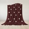 Burgundy Background Cream Heart Flannel Blanket Warm Soft Halloween Christmas Couch Warm Cozy Decorative Decor For All Season