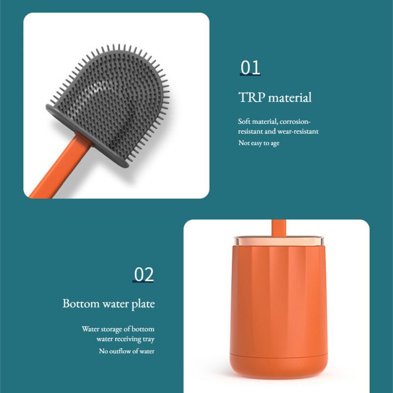 Light Luxury Toilet Brush Household Long-Handled TPR Brush Head No Dead Corners Durable Toilet Brush Bathroom Accessories