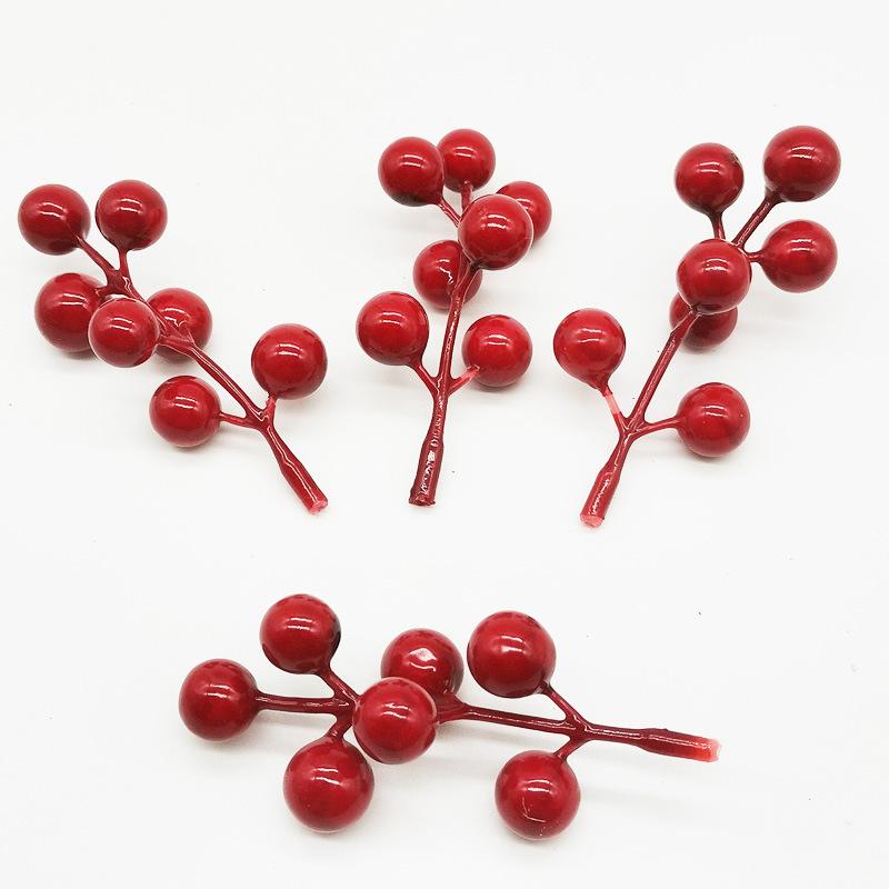 7/12 Head Foam Red Holly Berry Branch for Holiday Decor