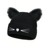 Women's Cat Beanie Crochet Hats With Ears Knitted Black Cat Hats Winter Cute Y2k Cat Ears Beanie