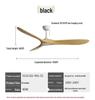 Variable Frequency Ceiling Fan with Light and Remote Control, Solid Wood Blades, for Living Room, Dining Room, Bedroom