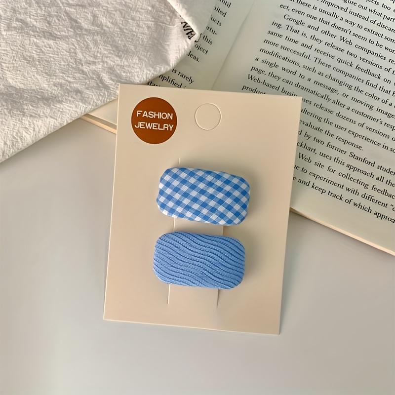 

1 Pair Fashionable Fabric Hair Pins - Cute Plaid & Check Pattern, Colorful Side & Front Hair Accessories Durable Hairpin
