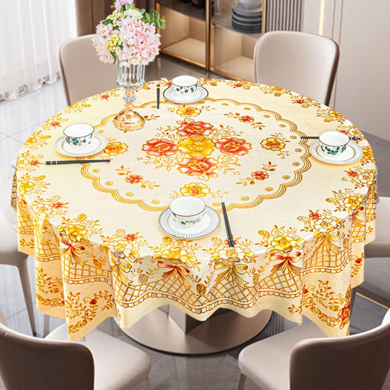 

Роскошная водонепроницаемая ПВХ скатерть: Маслостойкий, Защита от ожогов, Не требующий стирки Круглый дизайн для гостиниц и домов As specified