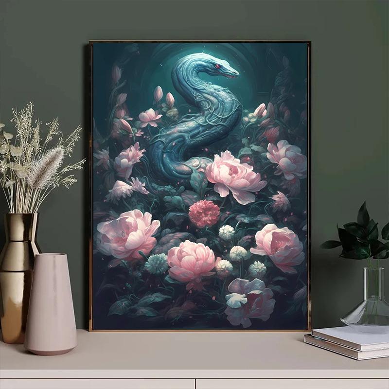 Fantasy Flower Animal Posters Prints Hummingbird Kingfisher Bird Horse Canvas Painting Wall Art Pictures Home Living Room Decor