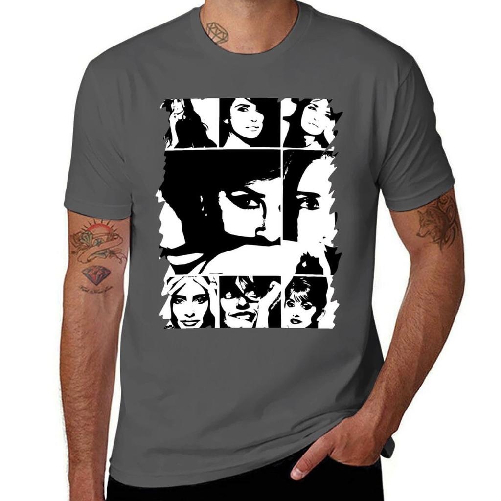 Penelope Cruz Kunst T-Shirt Basic Unifarben Kurzarm Baumwoll Oberteil
