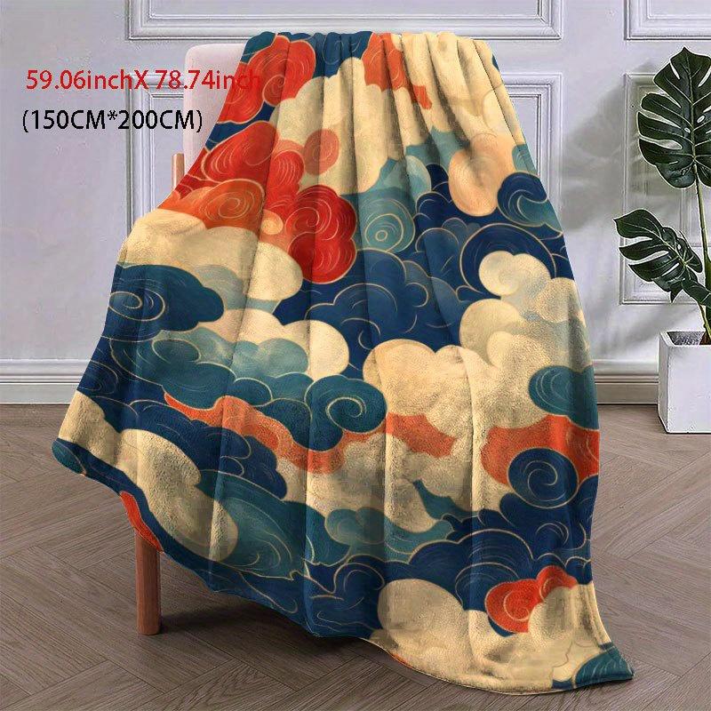 Japanese Cloudscape Blanket Reversible Flannel Throw for Zen Comfort AllSeason Comfort Serene Escape Gift