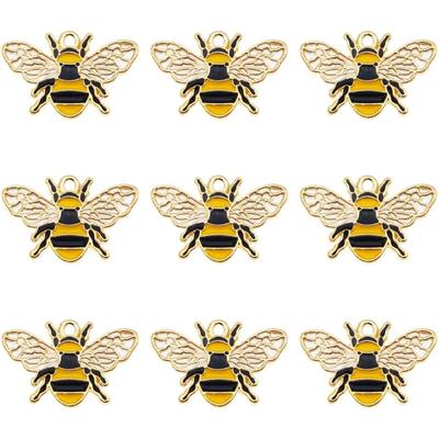 10/25/50pcs Golden Paint Enamel Alloy Bee Charms Honey Pendant For Bracelets Earrings Necklaces Keychain Jewellery Making DIY Crafts Accessories