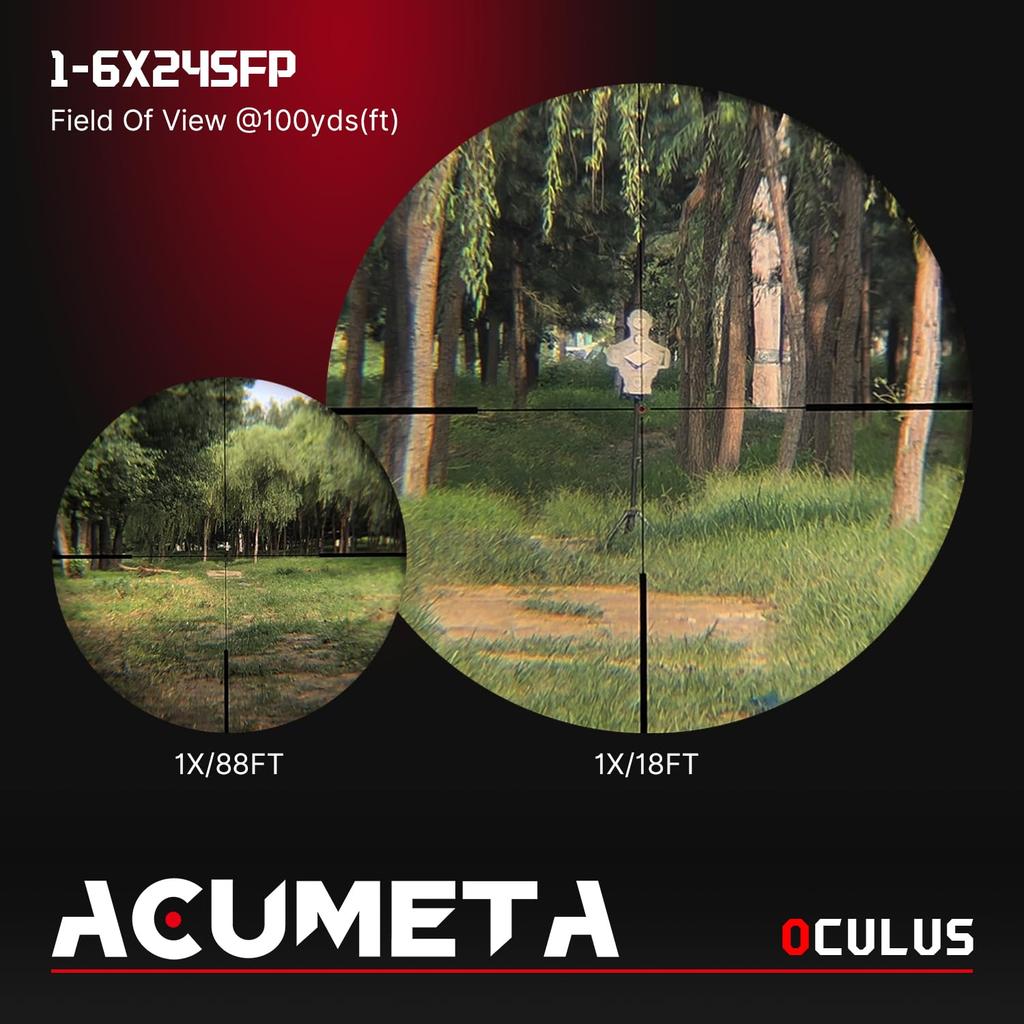 ACUMETA Oculus 1-6X24 SFP Riflescope, 30mm Tube Hunting Riflescope with 20mm Rail Scope Mount