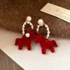 Fashion Jewelry Horse Mascot Drop Earrings Chinese Style Red Pony Earrings  For Girl