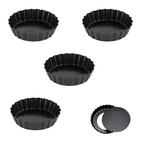 TVETE Egg Tart Pan, Tart Pan, Pie Pan, Round, Removable Bottom, Stainless Steel, Non-Stick, Reusable, for Pies, Cheesecakes, Desserts, Muffins, Cakes,