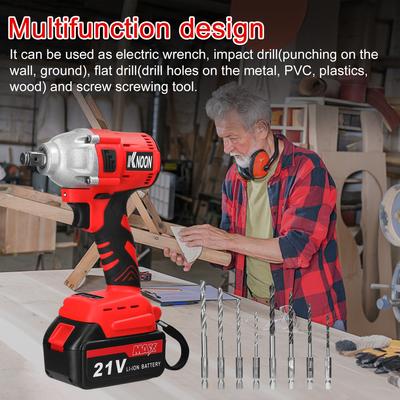 Household 2in1 21V Electric Drill Electric Wrench Set Rotation Ways Adjustment High Torque Power