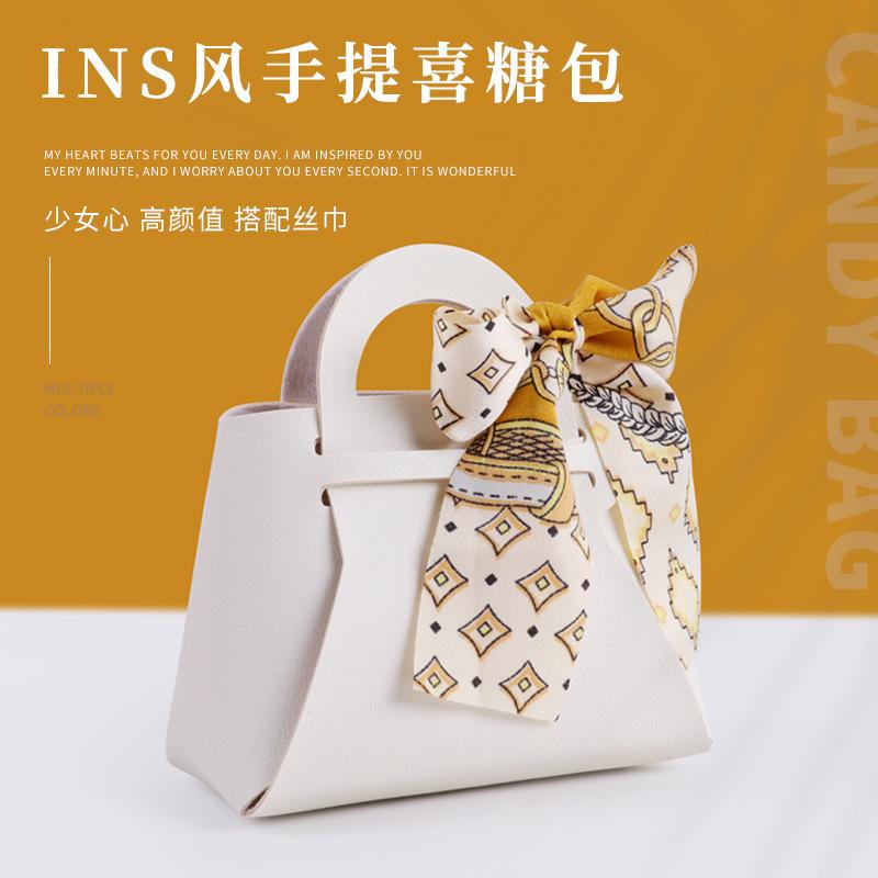 Distribute Leather Pink Gift Bags Wedding Favour Bag for Guest Mini Handbag with Ribbon Candy Packaging Box Party Decor