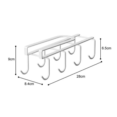 Cup Holder, Holds 8 Cups, Insertable Kitchen Hook, Cup Stand, Glass Holder, Mug Holder, Hanging, Under-Cabinet Storage Rack, Easy Installation, No Dri