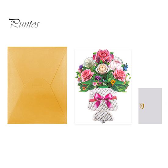 3D Pop Up Flower Bouquet Card Paper Flower Vase Greeting Cards for Mother's Day Congratulations Graduation Anniversary Birthday