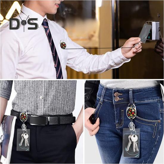 Identyfikator z smyczą, smycz dla nauczyciela z pionowym zwijaczem do identyfikatora i breloczkiem na klucze dla pielęgniarki, urzędnika, nauczyciela, personelu ochrony