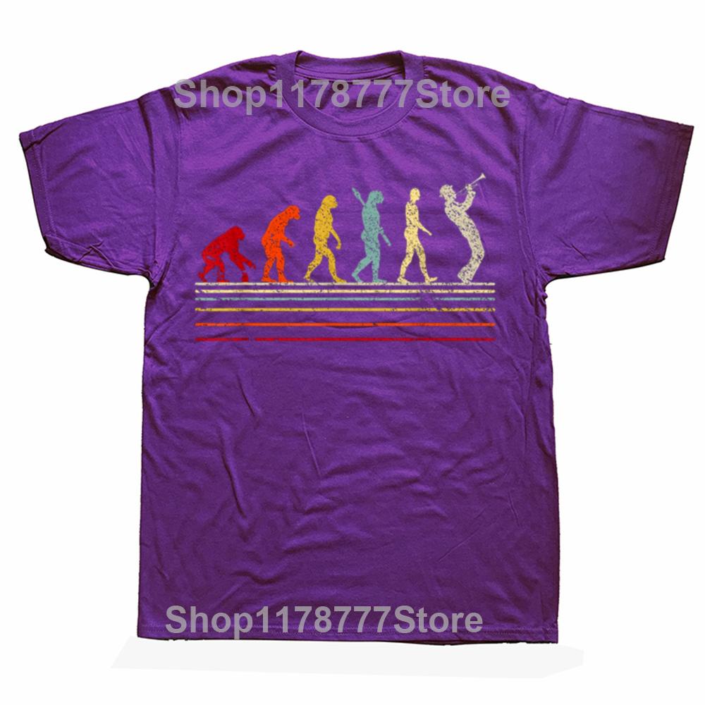 Funny Retro Jazz Music Evolution Trumpet Graphic Tshirts Men Womens Fashion Casual Tshirt 100 Cotton Loose Oversized T Shirt