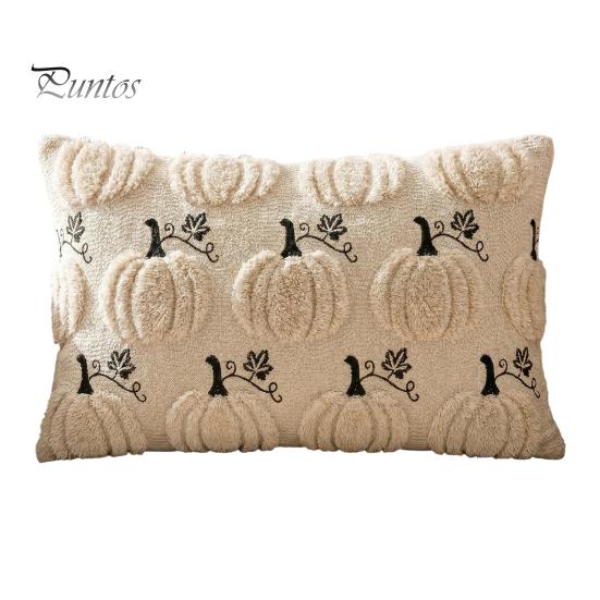 Decorative Throw Pillow Covers Thanksgiving Pumpkin Cushion Cover, Plush Embroidered Cozy Bedroom Cover Soft Case for Farmhouse Home Autumn