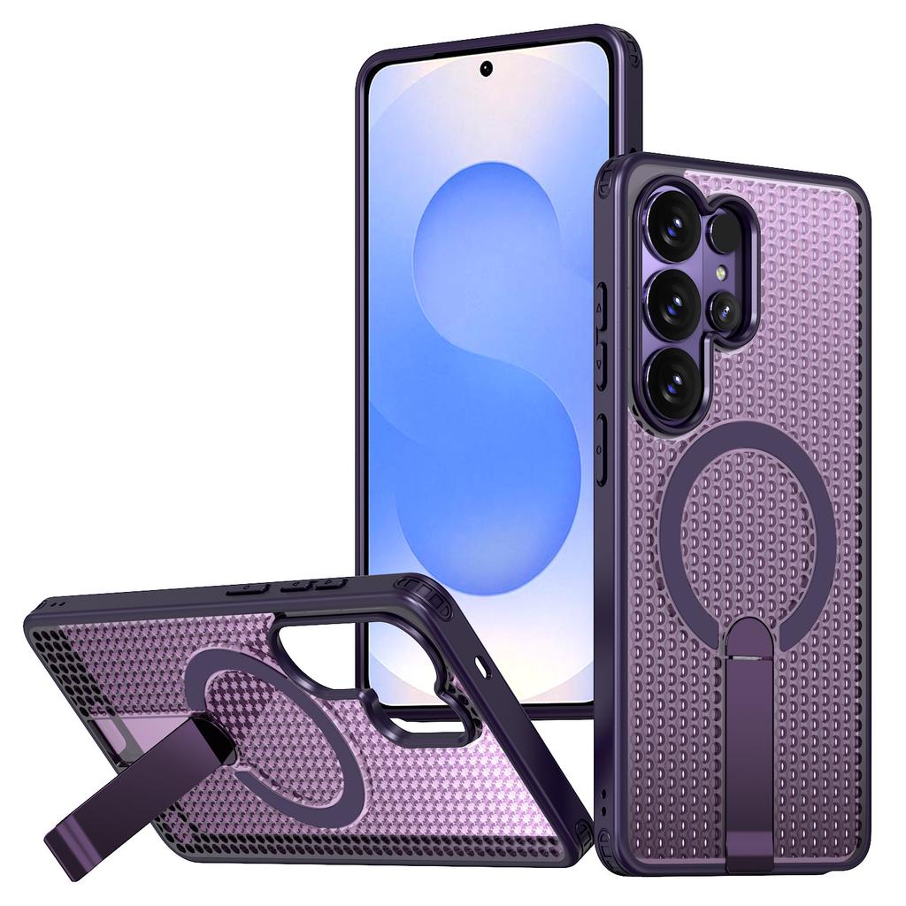 Samsung S26ultra Magnetic Mobile Phone Case Plus Anti-drop Fanxing Honeycomb Breathable Heat Dissipation S25u Vertical Bracket