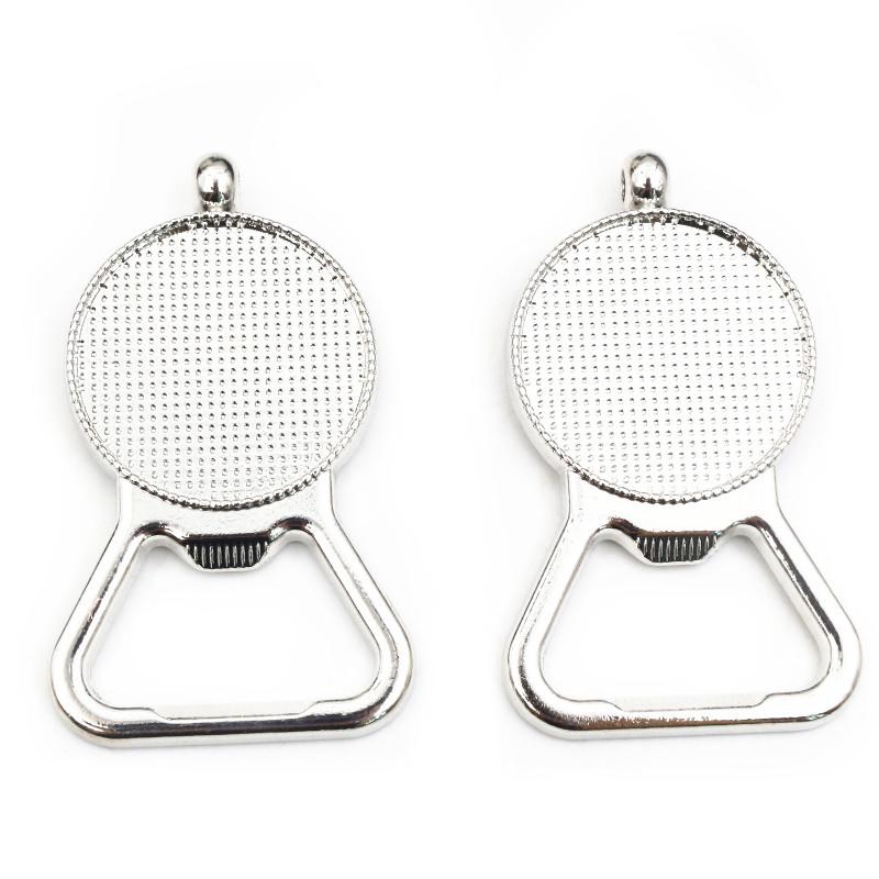 

2pcs 25mm 30mm Inner Size Rhodium Color Beer Bottle Opener Shape CabochonTray Setting Pendant DIY Jewelry Accessories inner size 30mm