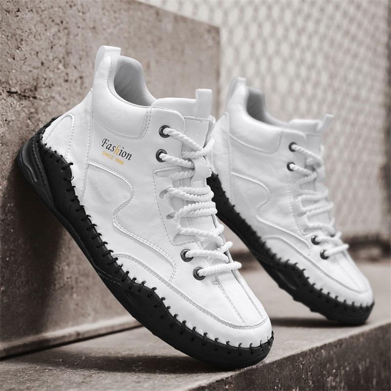 Herresko i store størrelser Håndsøm Lær Herrestøvler Spaltlær Fritidssko i lær Herre Ankelstøvletter