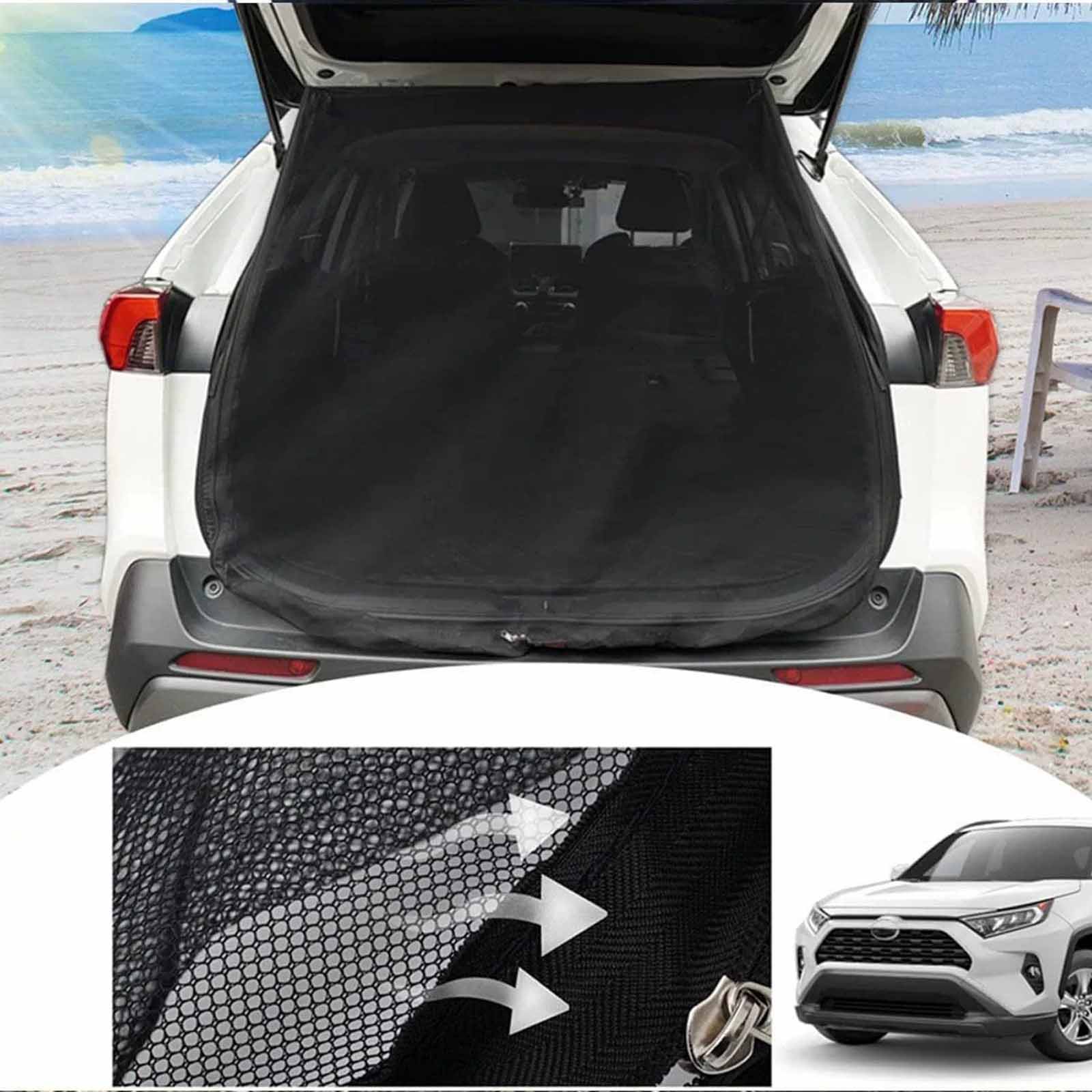 

SUV Trunk Mosquito Net – Breathable Insect-Proof Sunshade with Two-Way Zipper, UV Car Trunk Curtain for Outdoor Camping, Travel, Picnic S чёрный
