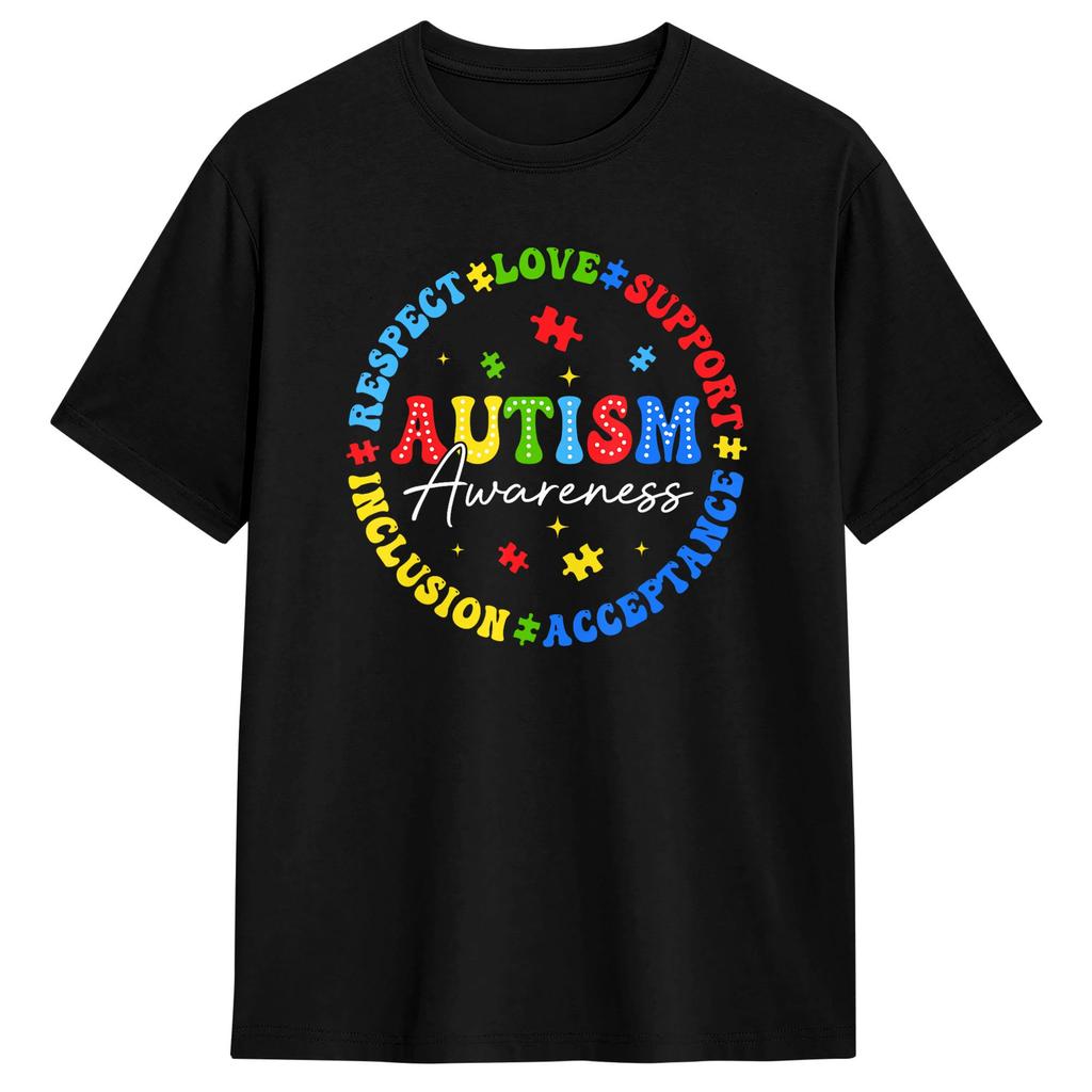Autism Awareness Respect Love Support T Shirt Summer T-Shirts Men 100% Cotton O Neck Plus Size 5XL Top Tees Short Sleeves Tshirt