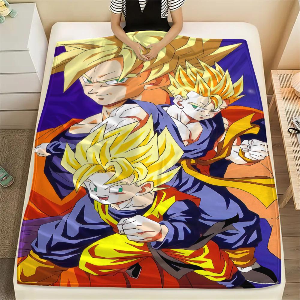 Dragon Ball Character Print Flannel Blanket High Quality Comfortable for All Seasons Home Decor Warmth and Comfort Perfect for Christmas Gifts