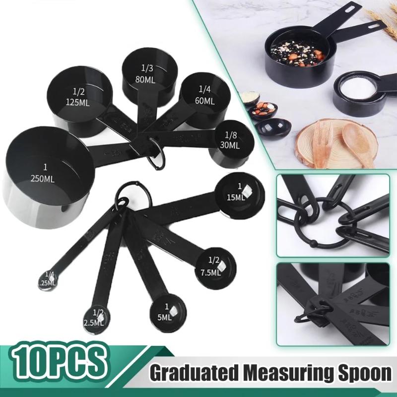 Stackable Spoon Measuring Cup Measuring Spoon with Dial Plastic for Measuring Dry Liquid Ingredients Baking Tools DIY Cake Milk Powder Spoon 10pcs Set