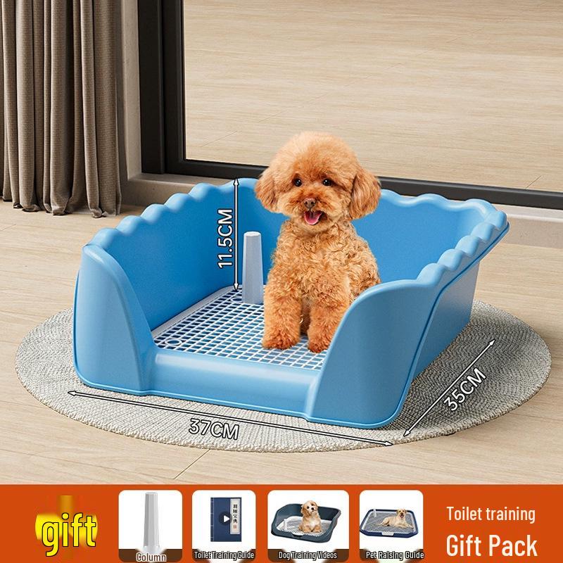 Wave Pattern Splash-Proof Dog Toilet: XL Tray with Anti-Slip Grid for Small & Medium Dogs