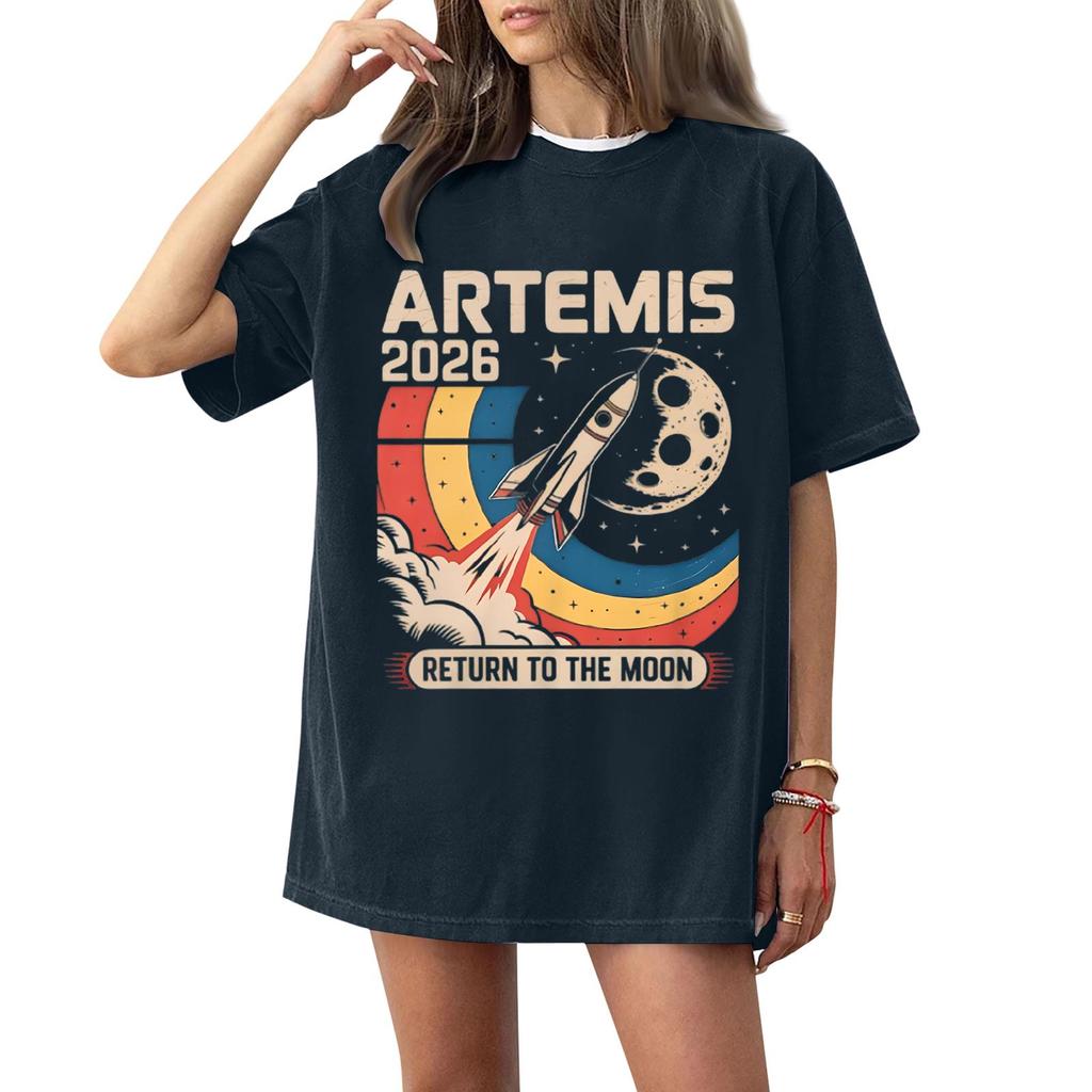 Women's Fashionable Casual Short Sleeved Printed T-Shirt Round Neck Top