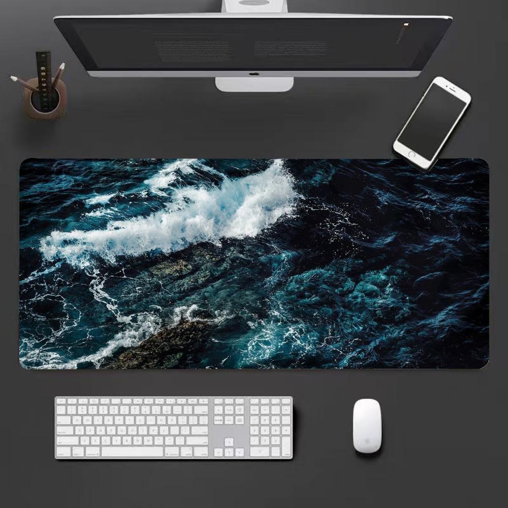 Waves Mouse Pad Large Keyboard Mouse Desk Pad Nonslip Rubber Gaming Mouse Pad Laptop Mouse Carpet
