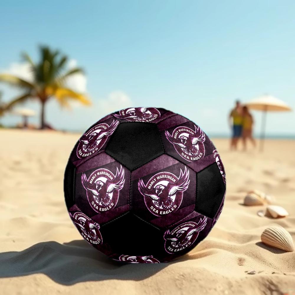 SIZE 5 Manly Warringah Sea Eagles Soccer Ball Colorful All Ages Machine Stitched PVC Competition Ready Durable High-Bounce