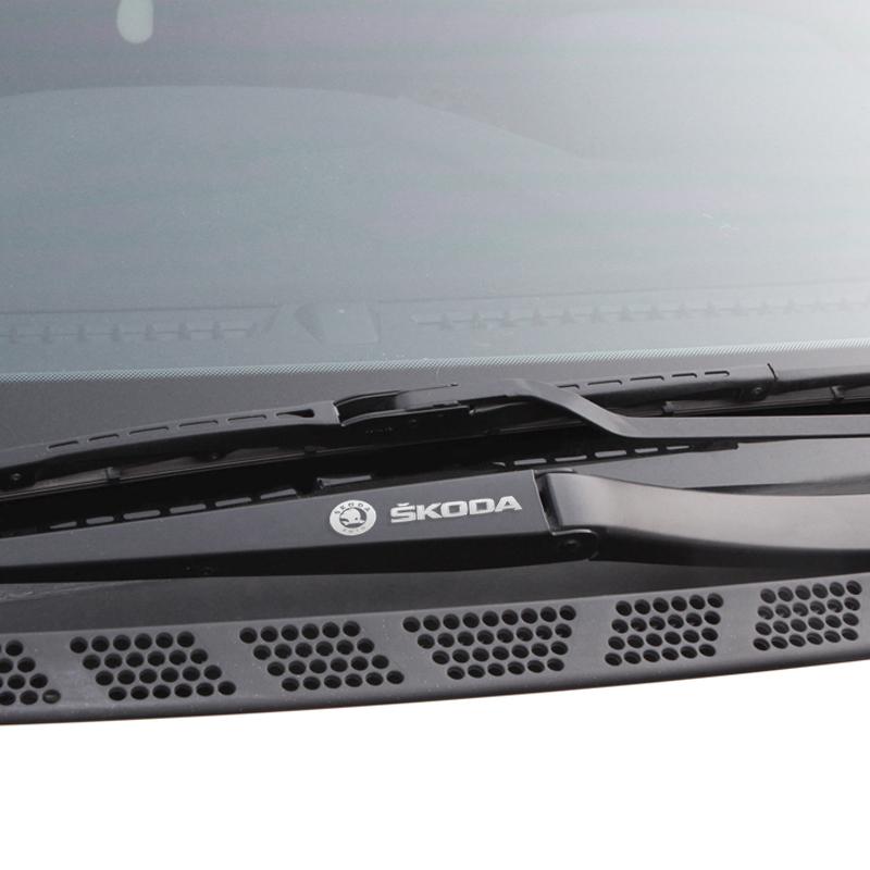 Car Windshield Wiper Decor Decals Metal Emblem Reflective Stickers Safety Warning Anti-Scratch Exterior Guard For Skoda Octavia