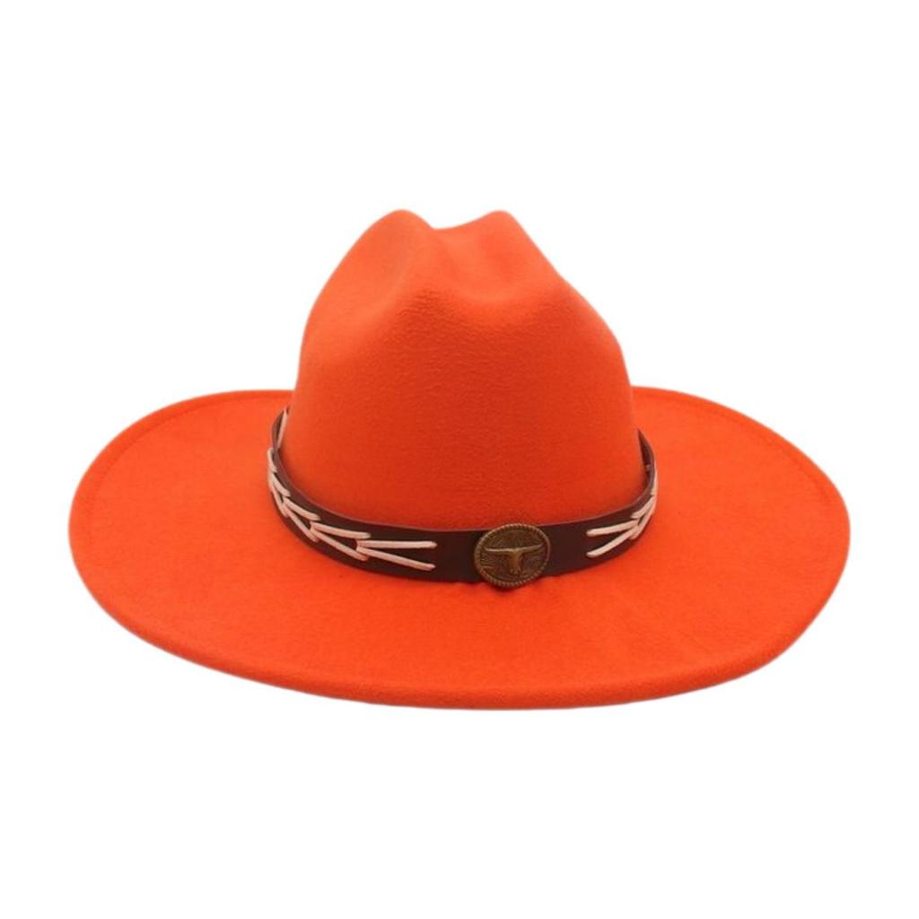 Ladies Shopping Concave Shape Internet Celebrity Top Hat New Fashion Simple Cowboy Hat One Word Top Wide Brim Woolen Jazz Hat