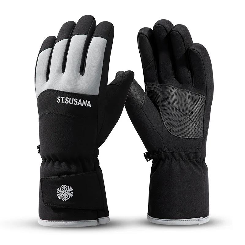 Cheap Touchscreen Fleece Lining Custom Men Women Snowboard Thicken Ski Winter Gloves Free