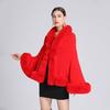 Winter Neu Kunst Kaninchenfell Kragen Poncho Umhang Übermantel Damen Strick Cardigan Jacke Große Größe