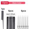 13pcs Black Self Grip Hair Rollers No Heat Hair Curlers Heatless Curls Hair Bangs Volume Self-adhesive Hook DIY Styling Tools