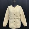Northern Isles 100% Virgin Wool Long Cardigan Women M Ivory Aran Pattern Vintage