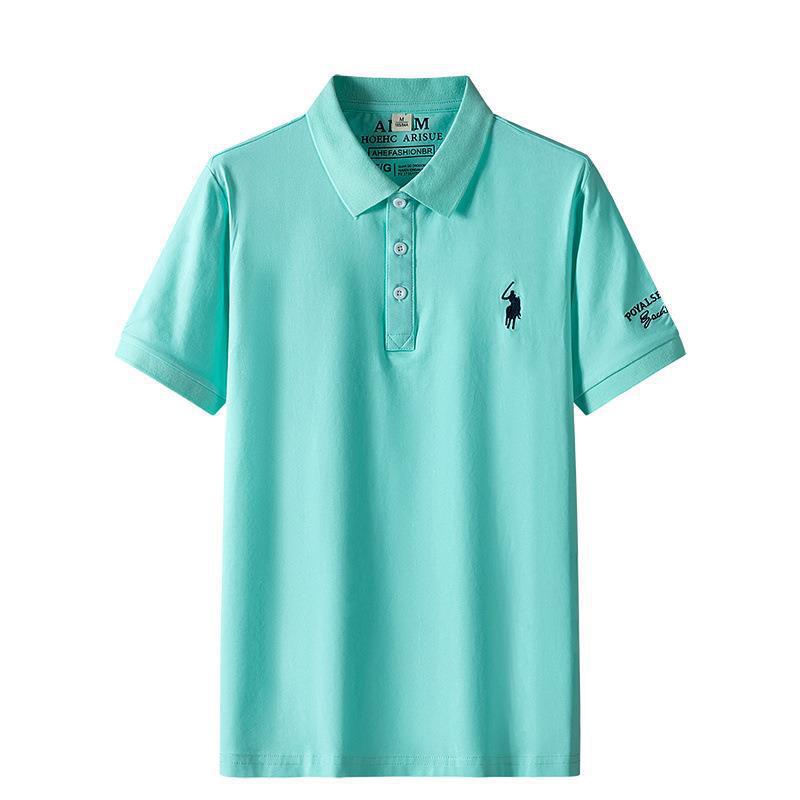 Tricou polo pentru bărbați, de vară, cu mânecă scurtă, brodat, lejer, cu dungi