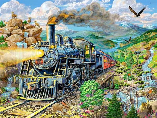 Diamond Art Painting Train Full Square Round Embroidery Mosaic Winter Landscape Handmade Wall Decor