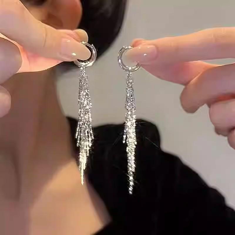 Elegant Bow-Knot Tassel Alloy Earrings for Women's 2025 Spring/Summer