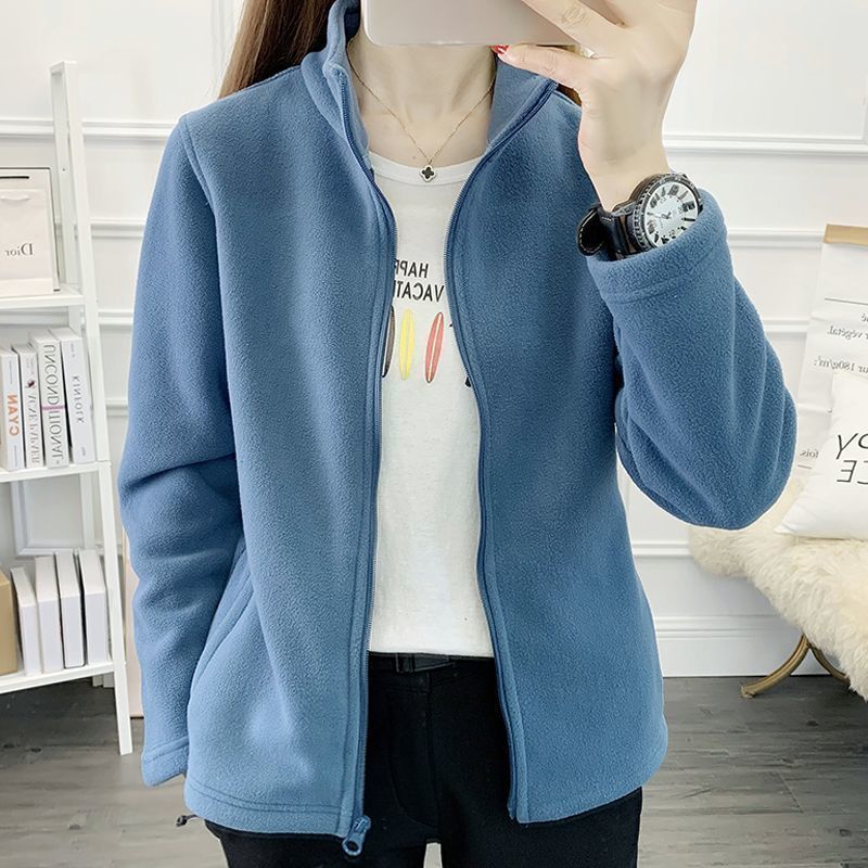 Autumn and Cold Season Warm and Thickened Sweatshirt Tops, Cardigans, Jackets, Stand Collars, Double-sided Fleece Jackets