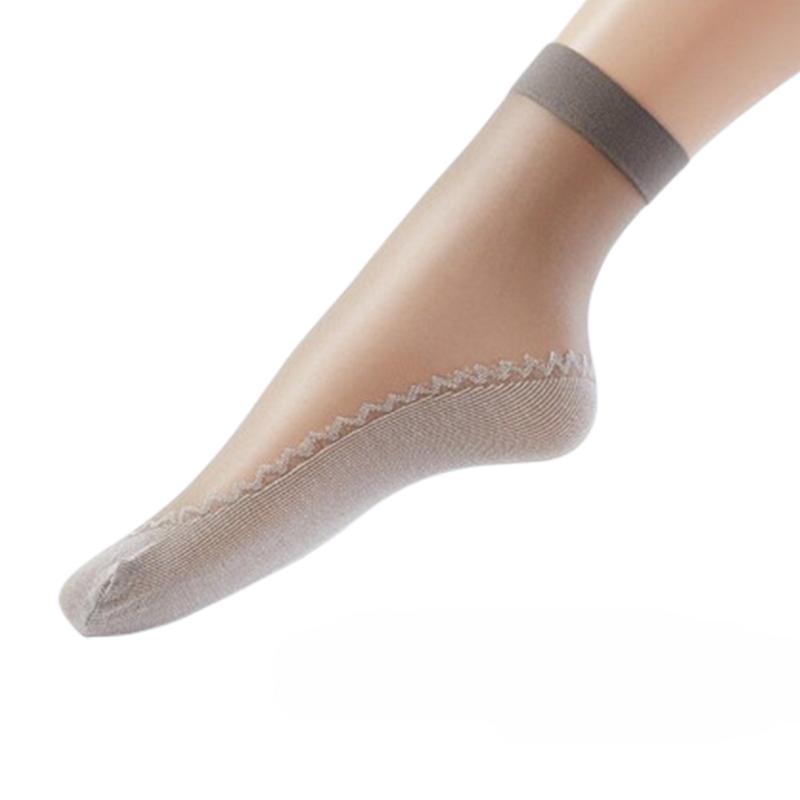 

10 пар женских прозрачных дышащих летних тонких мягких шелковых носков с нескользящей подошвой, модные женские носки серый